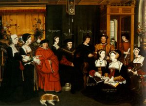 Thomas More, seated, surrounded by family members